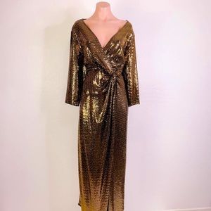 Elegant Gold Sequin Maxi Dress